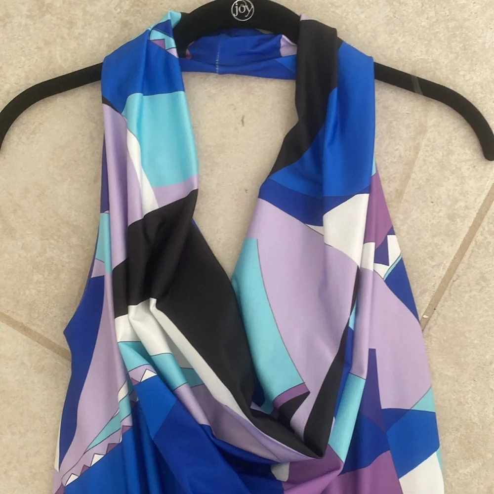 Julian Chang Women’s Blue & Purple Geometric Halter Top